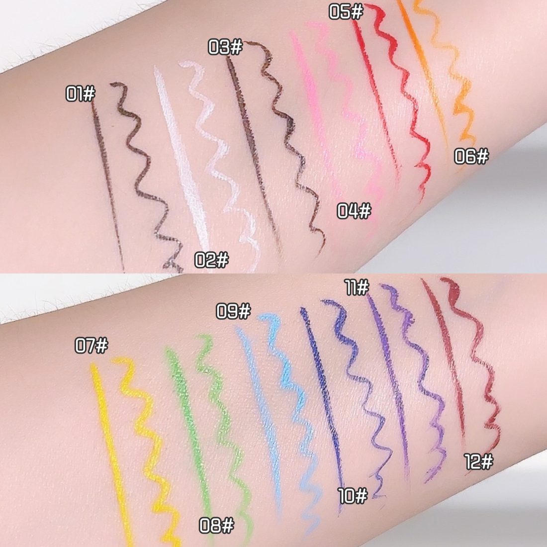Color eyeliner swatches