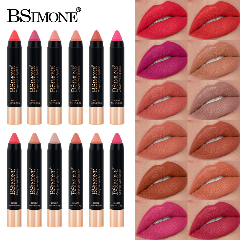 BSIMONE 12-Color Matte Crayon Lipstick