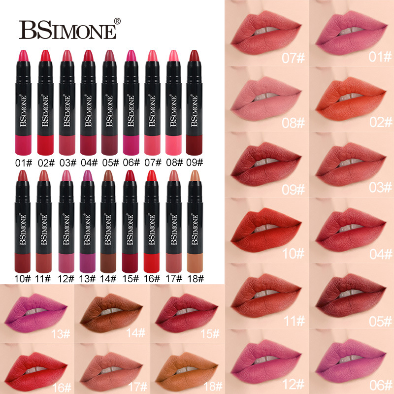 BSIMONE 18-Color Waterproof Crayon Lipstick