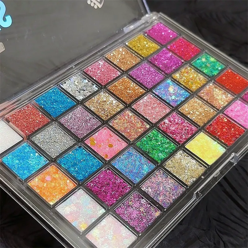 Glitter eyeshadow palette texture